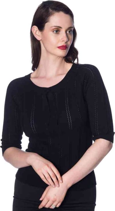 Dancing Days - BELLE BOW PIONTELLE Longsleeve top - M - Zwart