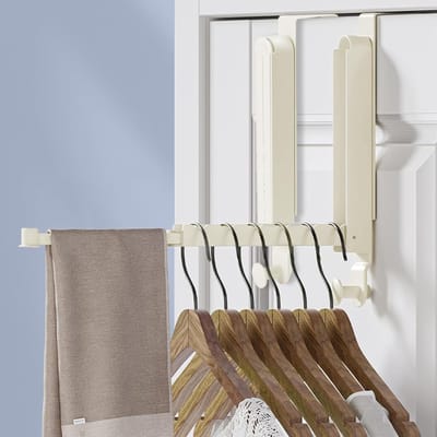 2-delige deurkapstok, roestvrijstalen deurhaken, opvouwbare hanger, opvouwbare kapstok, deurkapstok voor het ophangen van kleding, sjaals, tassen en kerstkransen (crèmewit)