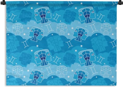 Wandkleed - Wanddoek - Zodiac - Tweeling - Design - 120x90 cm - Wandtapijt