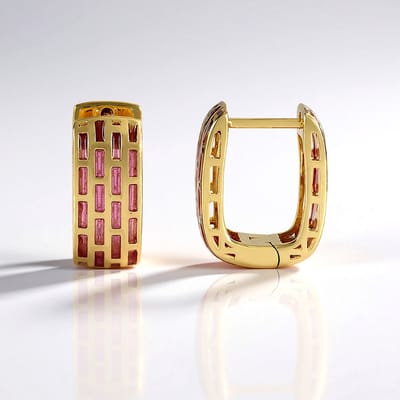 Cavill - Zilveren oorbellen - 925 Sterling Zilver, Verguld - Rechthoekige Oorknopjes 16 mm - Moderne, Elegante Dames Sieraden - Casual & Formeel