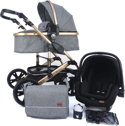 3-in-1 Wandelwagen met Autostoel en Accessoires - Comfortabel en Wendbaar