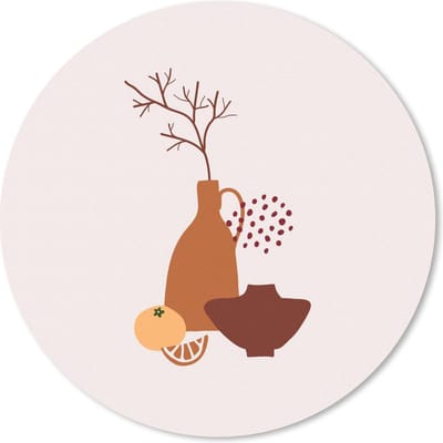 Muismat rond 20x20 cm - Mousepad Vazen - Fruit - Design - Ronde muismatten - Kerst - Cadeau - Kerstcadeau voor mannen en voor vrouwen