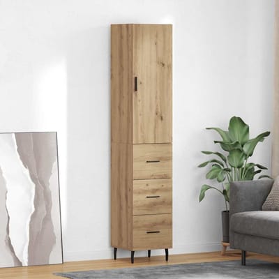 vidaXL - Highboard - Artisan - Eiken - 34,5 - x - 34 - x - 180 - cm - Bewerkt - hout