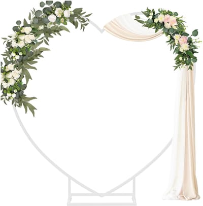 FATIVO Hartvormige Bruidsboog - Witte rozenboog - Metalen Achtergrondbogen voor Bruiloft, Verjaardagsfeest - 2,2 x 2,2 m