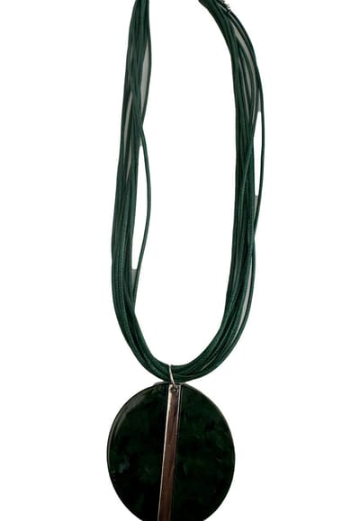 Petra's Sieradenwereld - Groene ketting meerdere draden met groene hanger (1121)