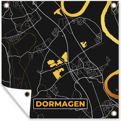 Tuin poster Dormagen - Goud - Stadskaart - Duitsland - Kaart - Plattegrond - 200x200 cm - Tuindoek