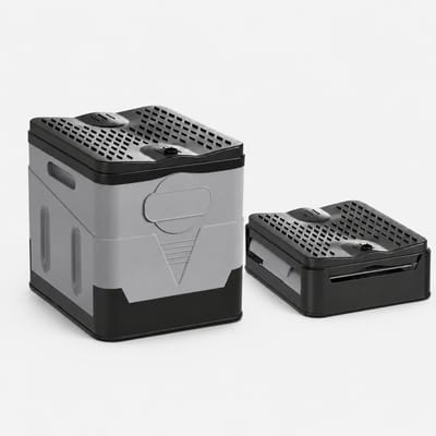 DPLUNIQ Camping Toilet - Toiletemmer - Camping Wc - Toiletemmer met Deksel - 1,6kg - Tot 300kg - 31x27x30cm - Grijs/Zwart