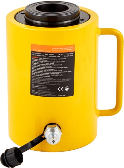 60 Ton Holle Hydraulische Cilinderkrik – Enkelwerkend – 5 cm Hefhoogte – Voor Monteurs en Fabrikanten – Met Snelkoppeling