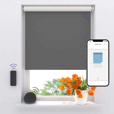 DTCH® Elektrisch Rolgordijn Verduisterend - Easy - Dark Grey - 60 x 190 cm - Motionblinds CMD-02-P