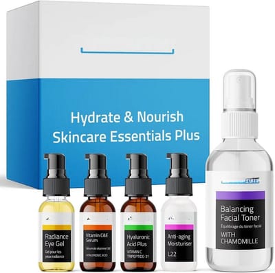 Huidverzorgingsset Gezichtsverzorging- Vitamine C Serum, Toner, Hyaluronzuur Serum, Ooggel, Gezichtscrème - 5-delige Anti-Aging Cadeauset