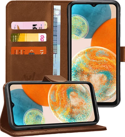 Hoesje geschikt voor Samsung A23 - Book Case Kunstleer Wallet Cover Portemonnee Pasjeshouder Hoes Bruin