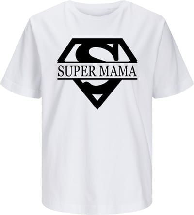 T-shirt Super Mama - Persoonlijk cadeau voor Mama -Maat S -Kleur Wit - Leuk cadeau voor Moederdag