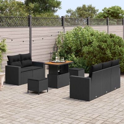 vidaXL - Tuinbank - Set - 8 - st - 5-Aantal - zitplaatsen - Zwart - poly - rattan