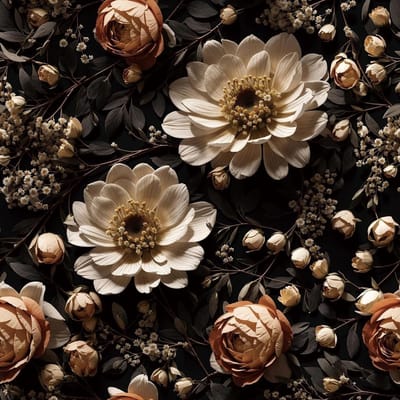 Zelfklevende vloermatten met bloemenmotief in zwart, vintage bronzen rozen en madeliefjes, perfect voor slaapkamer en badkamer - 44,5CMx3M
