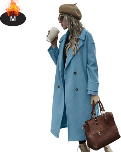 Livano Mantel Dames - Tussenmantel - Jas - Mantelpakje - Trenchcoat - Overjas - Overcoat - Winter - Hemelsblauw - M