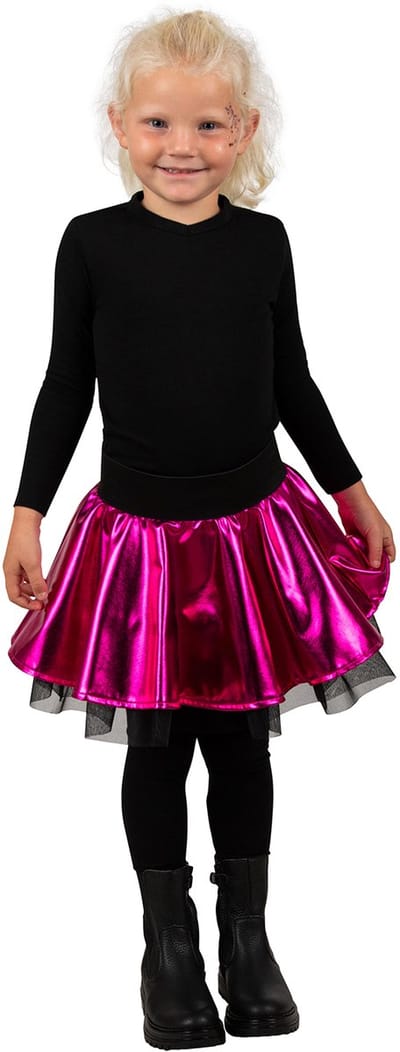 Cirkelrok Metallic Roze - Meisjes - Tule Rok - Disco Rok - Maat 116