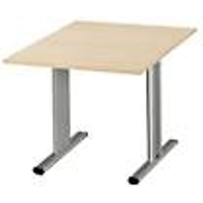 Schäfer Shop  Select Vergadertafel Planova, Aanbouwtafel, 1000 x 1000 mm, esdoornpatroon, accentlijst blank aluminium