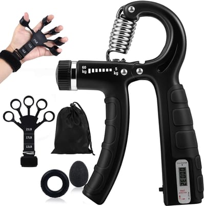 5-60KG Verstelbare Handgrip Trainer Set - Handknijper & Pols Trainer - Vingerkracht Fitness Set 5-in-1 - Zwart