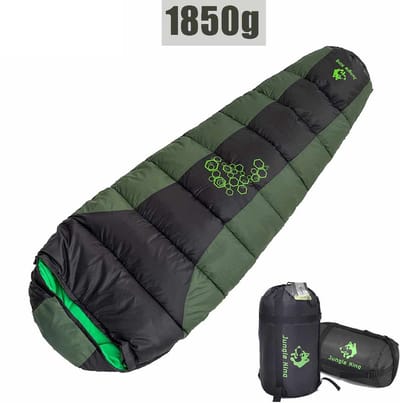 220x80cmProfessional Premium Winter Slaapzak–Mummieslaapzakken-1850 G Vulling -Waterdichting–Draagbaar-Temperatuur comfort 0-10 °C-Voor Camping-Backpacken-Hiken-Festivals-Logeren-Buitenhuis-Voor kinderen en volwassenen（Groen）
