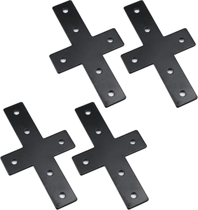 Kruis Verbindingsplaat - Versterkingsbeugel - Houtverbinding Verstevigen - Stevige Koolstofstaal Constructie - 14.4 x 8.5 cm - Zwart