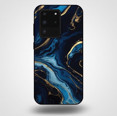 Smartphonica Telefoonhoesje voor Samsung Galaxy S20 Ultra met marmer opdruk - TPU backcover case marble design - Goud Blauw geschikt voor Samsung Galaxy S20 Ultra