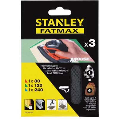 Stanley Schuurpad Fatmax - K80/120/240 - Zwart - 3 Stuks