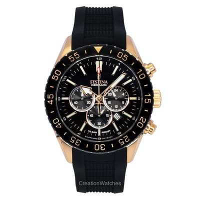 Festina F20516/2 Heren Horloge - Chronograaf - Mineraalglas - Roestvrijstaal/Leer - Rosé goudkleurig - Ø 44 mm - Quartz - Gesp - 10 ATM (zwemmen)