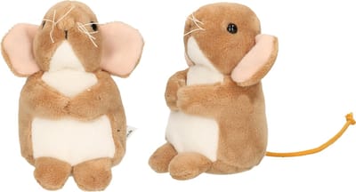 Hermann Teddy Knuffeldier Muis - 2x - pluche stof - premium kwaliteit knuffels - bruin - 11 cm - muizen