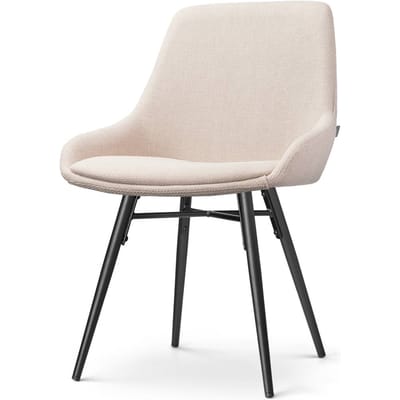 Nolon Nena-Isa Eetkamerstoel Beige - Stof - Zonder Armleuning - Zwarte Houten Poten - Scandinavisch - Comfortabel