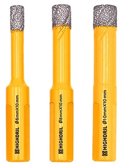 Set van 3 Diamant Kernboren - 6 mm/8 mm/10 mm - Vacuüm Gesoldeerde Gatzaag voor Beton, Graniet, Marmer en Glas