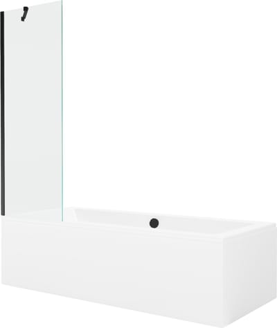 Mexen Cube rechthoekig bad 170 x 80 met ombouw en 1-vleugelig scherm 60 , transparant, zwart - 550517080X9506000070