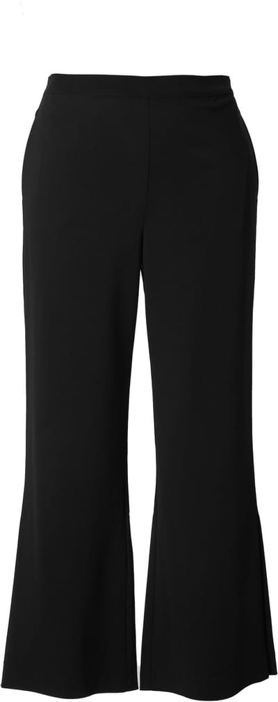 Ulla Popken - Dames - Broek zijsplitten wijde pijp comfortabele tailleband - Zwart - Maat 46