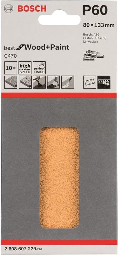 Bosch - 10-delige schuurbladset 80 x 133 mm, 60