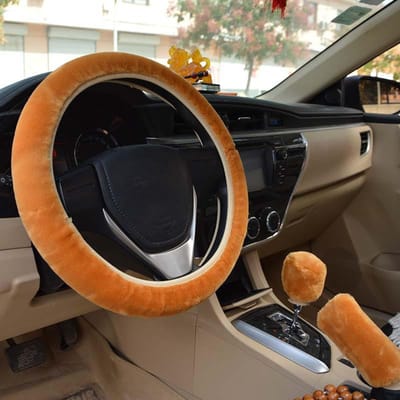 Auto Stuurhoes Versnellingspook Handremhoes Beschermer Decoratie Warm Super Dikke Pluche Kraag Zacht Zwart Roze Vrouwen Man