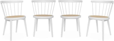 sweeek - Set van 4 stoelen van hout en riet, nora, l 53 x d 53,5 x h 76cm