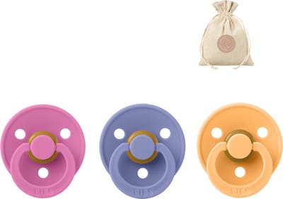 BIBS spenen T2 met speenzakje - Bubblegum, Peri en Sunkissed - 6 tot 18 maanden
