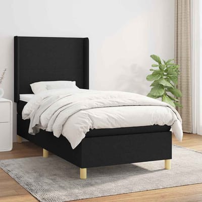 vidaXL - Boxspring - met - matras - stof - zwart - 80x200 - cm