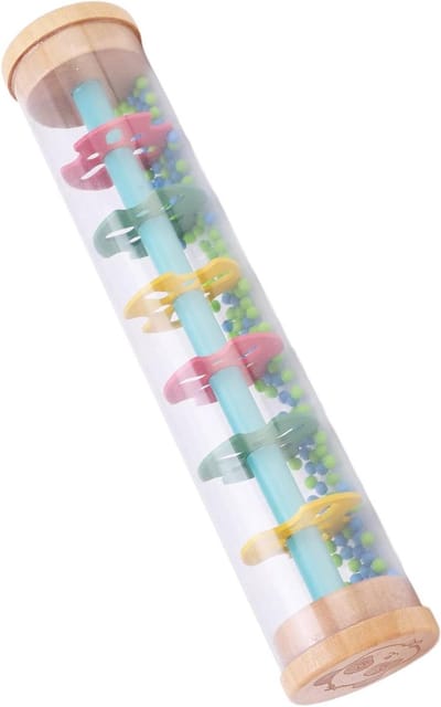 Mini Regenstok - Muziekinstrument Baby - Zintuiglijke Ontwikkeling - Massief Hout Plastic - 21 cm - Multicolor