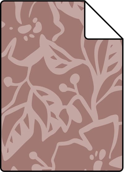 Proefstaal ESTAhome behang bladeren en bloemen mauve paars - 26.5 x 21 cm - 131373-S