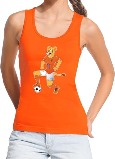 Nederland supporter tanktop / mouwloos shirt Leeuwin met bal oranje dames - landen kleding S