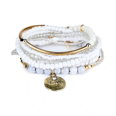 Jomide Armbandjes set - Bohemian Vintage - Wit