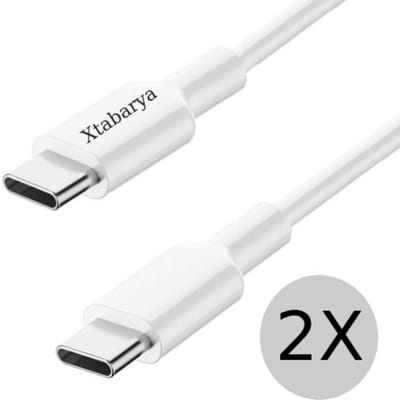 USB-C naar USB-C kabel 2 stuks | 1 Meter | Geschikt voor Samsung en iPhone | Oplader Kabel | Wit