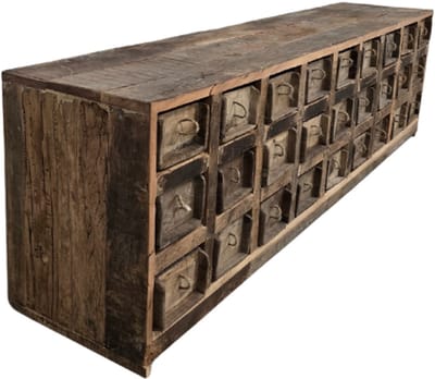Deco4yourhome® - Steenmalkastje - TV Dressoir - 27 lades - TV Meubel - Teak - Railwayhout