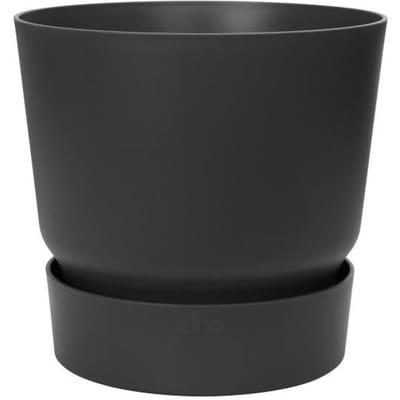 ELHO Pot de fleurs rond Greenville - Ø 47 x H 44 cm - Extérieur - 100% recyclé - Noir