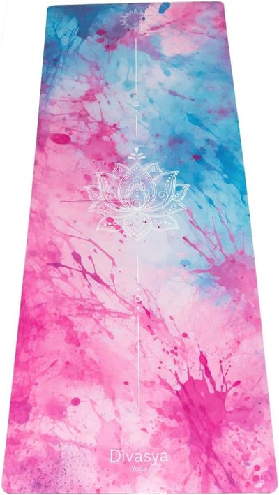 Premium yogamat van natuurlijk rubber met zachte microvezel, antislip en extra dik