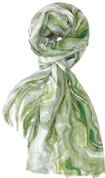 Lange Dunne Sjaal - Print - Goud Accent - Groen - (18751#)
