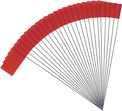 50 Stuks 5x7.5 cm Markeer Vlaggen met Stalen Paal - Waterdichte Vinyl Vlaggen voor Tuin, Bouw en Ondergrondse Nutsvoorzieningen