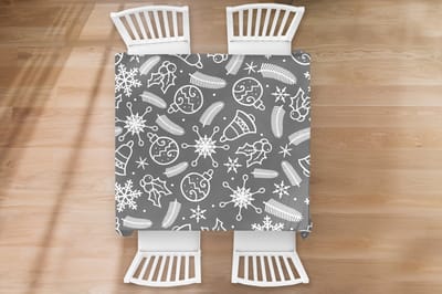 Kerst Tafelkleed - Kerstmis Decoratie - Tafellaken - Patronen - Kerstmis - Decoratie - 120x120 cm - Kerstmis Versiering - Tafeldecoratie Kerstmis - Kerstdecoratie tafel - Tafelversiering