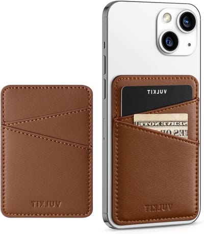 Dunne leren smartphone kaarthouder met zelfklevende RFID-blokkering voor creditcards en ID's