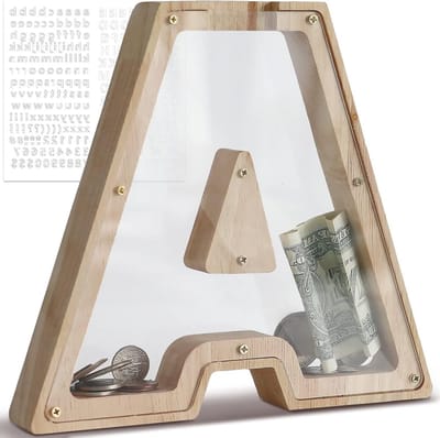 Creatieve Spaarpot van Transparant Hout voor Kinderen, Perfect als Verjaardagscadeau en Decoratie, Uniek Herinneringsitem